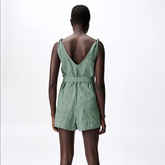 ZARA Embroidered Eyelet Jumpsuit - Picture 6 of 9